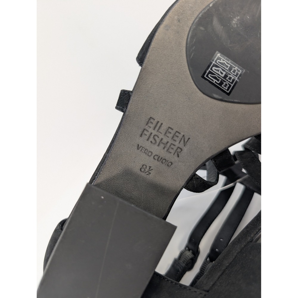 Eileen Fisher Kyra Black Leather Strappy Block Heel Sandals Womens Size 8.5 - Picture 8 of 8